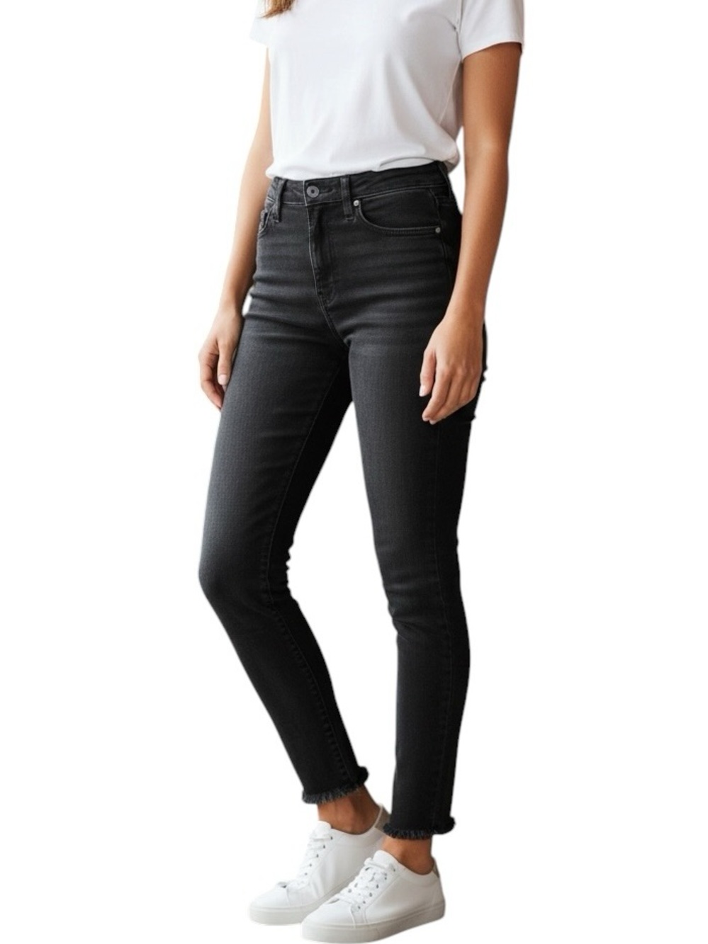 True Religion Jennie Curvy Mid Rise skinny raw edge hem jeans